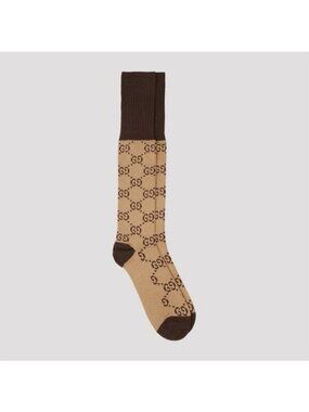 NWT Gucci Gg Signature Socks Brown Sz S 100% Authentic